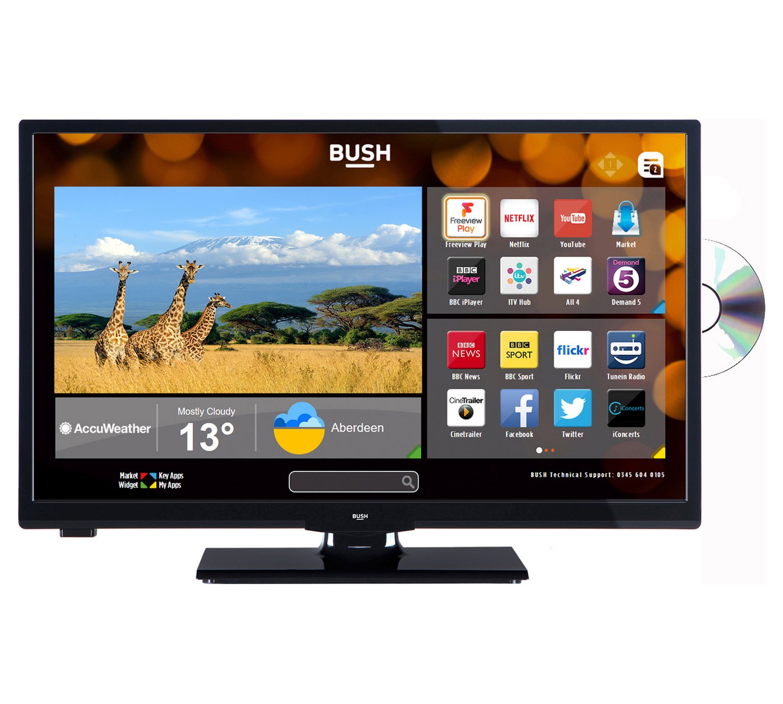 Bush 24 Inch HD Ready Smart TV With DVD Player - Black