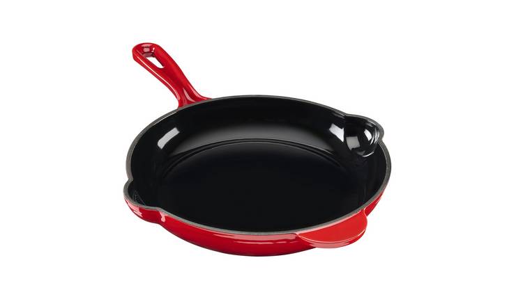 Cooks Professional Cast Iron Frying Pan with Enamel Interior - Red