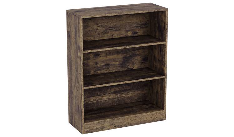 Vida Designs Cambridge 3 Tier Low Bookcase - Dark Wood