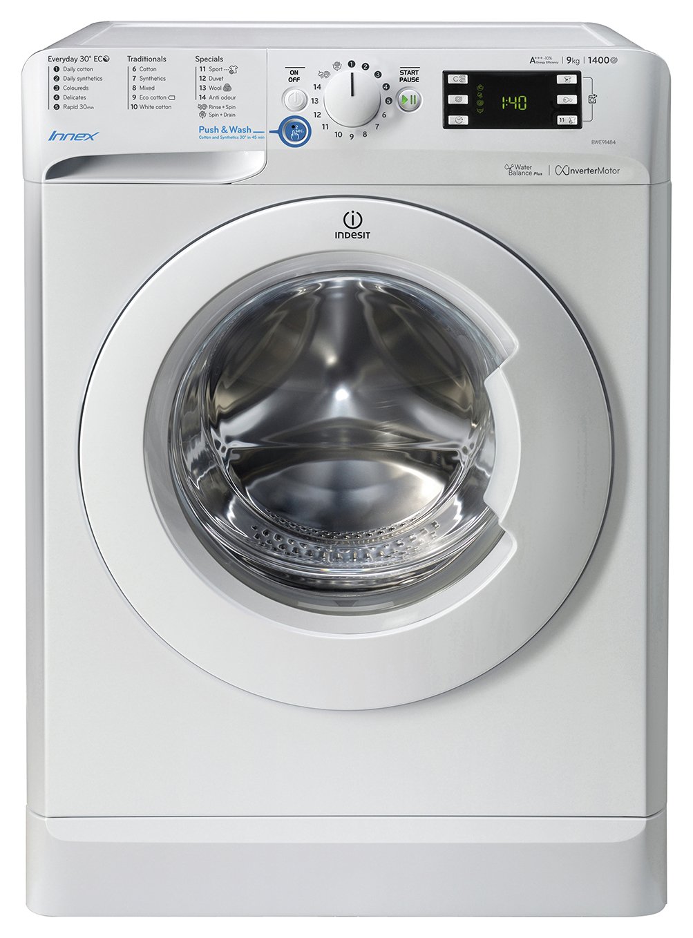 Indesit BWE91484X 9KG 1400 Spin Washing Machine - White