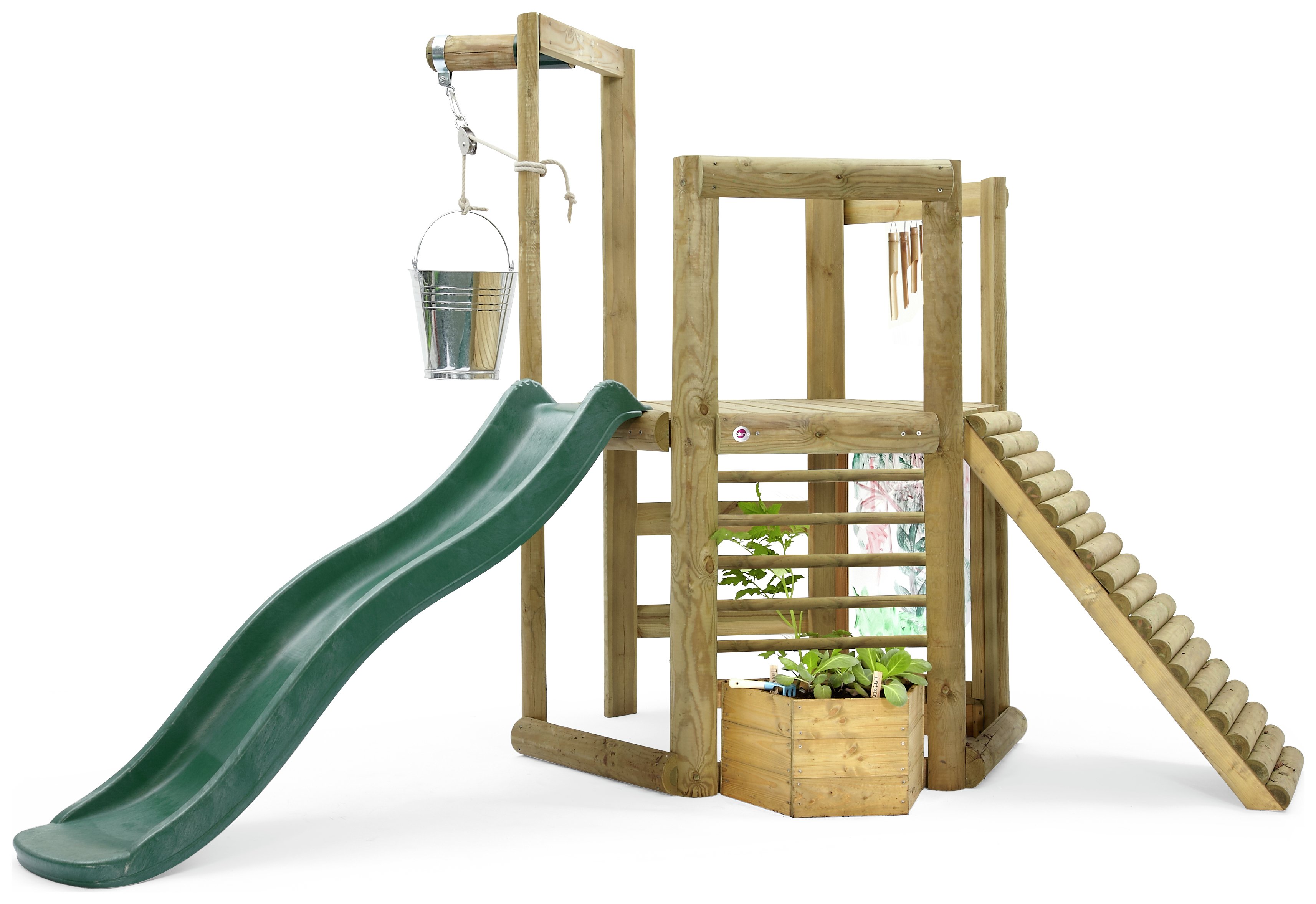 wooden playhouse with slide argos