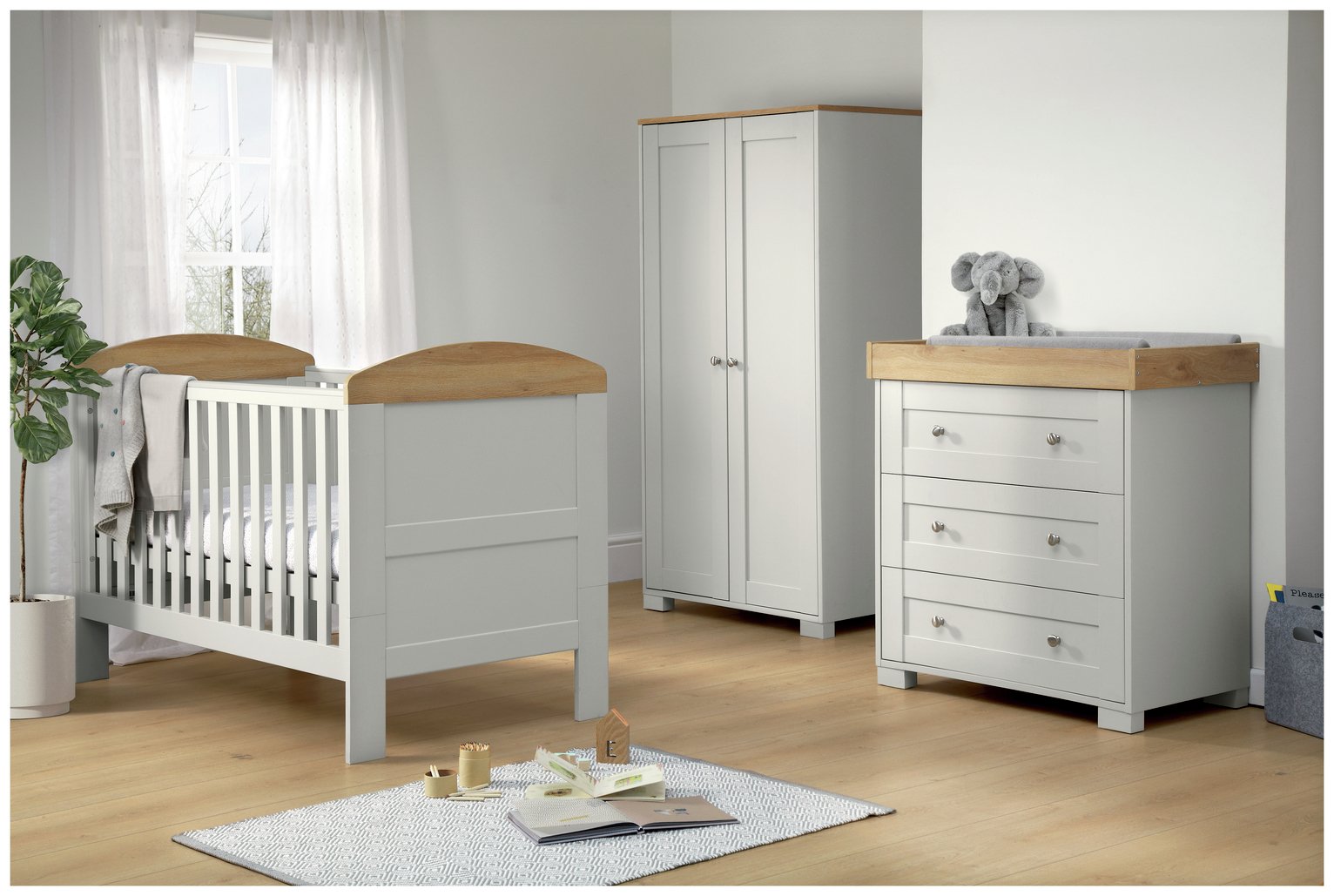 mamas and papas cot bed grey