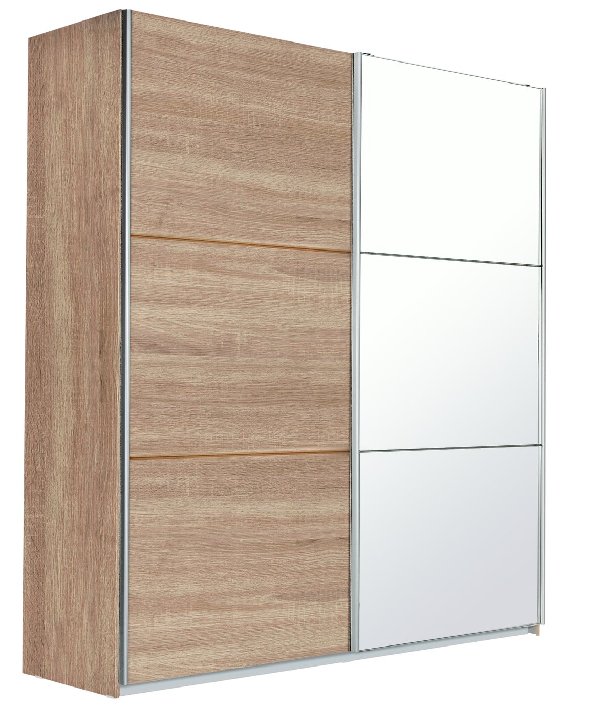 Hygena Bergen 2 Door Large Sliding Mirror Wardrobe Oak Eff (6734868