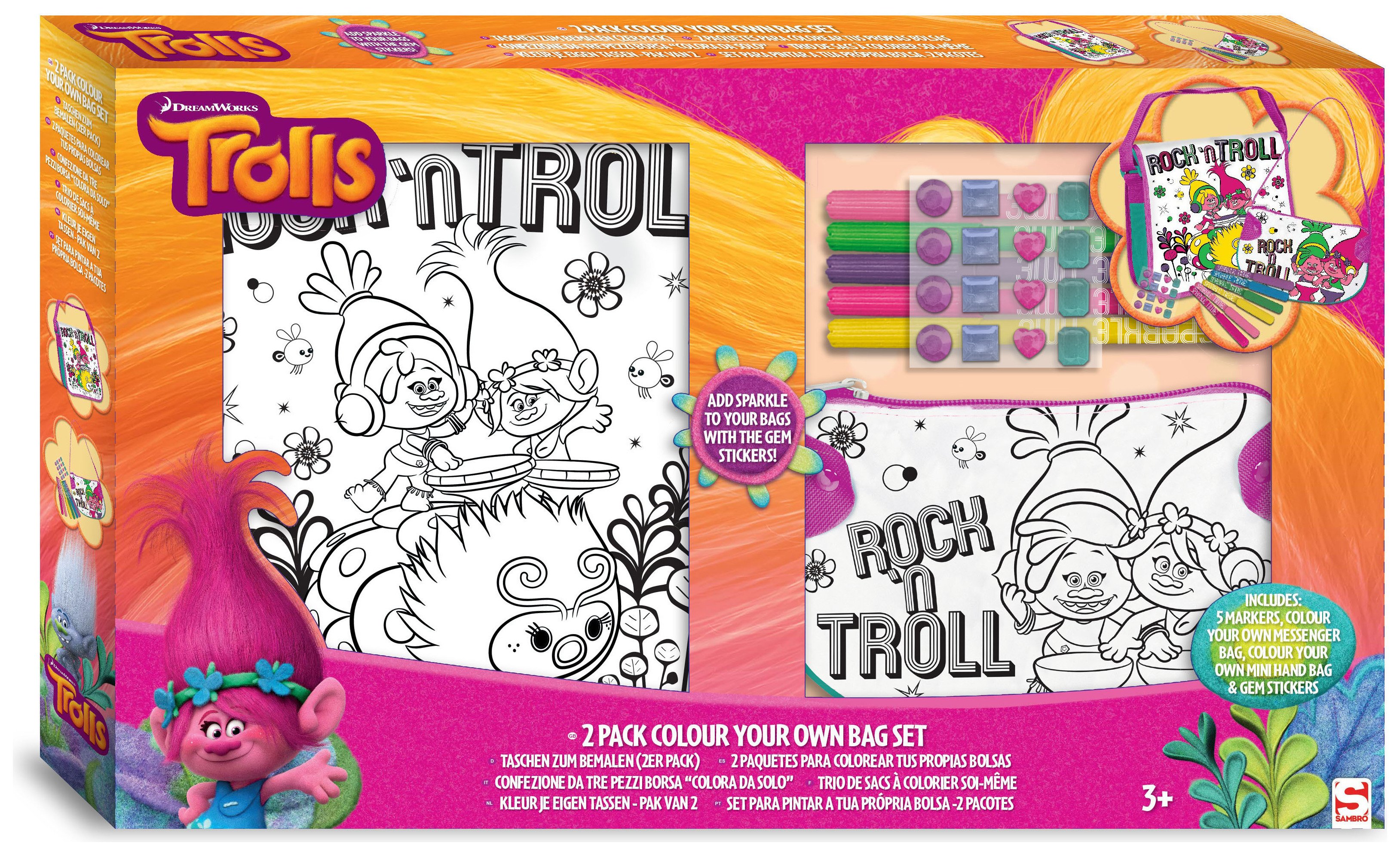 Trolls Colour Your Own Bag Set