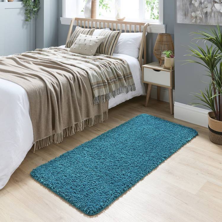 Buddy Washable Mat Plain Teal Shaggy Rug - 150x67cm 0