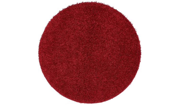  Buddy Plain Circle Cut Pile Rug - 100x100cm - Red