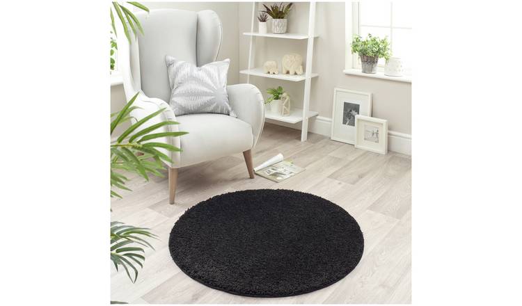 Buy Buddy Plain Circle Cut Pile Rug 100x100cm Black Rugs Argos