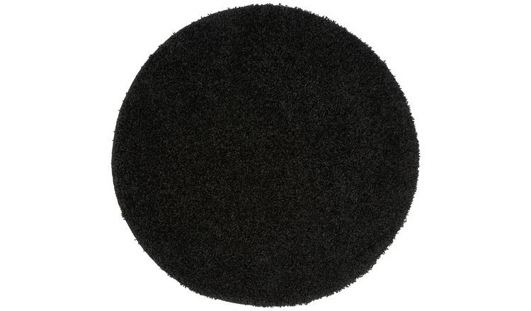  Buddy Plain Circle Cut Pile Rug - 100x100cm - Black