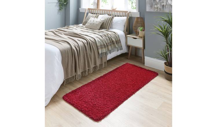 Buddy Mat Plain Red Shaggy Rug - 150x67cm