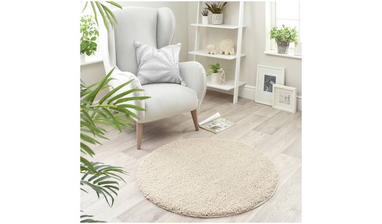 Buddy Washable Mat Plain Round Stone Cut Pile Rug - 100cm
