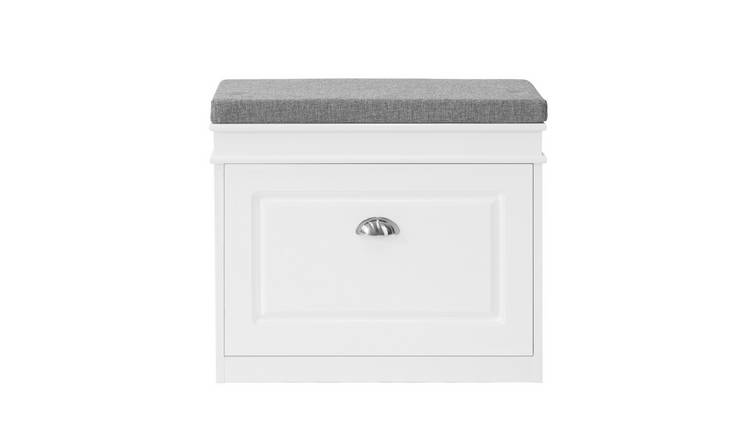 SoBuy 1 Flip Drawer Compact Shoe Storage Bench - White