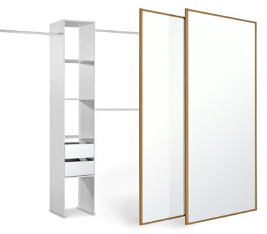 Sliding Doors and track W1499 Oak Frame Mirror   Storage