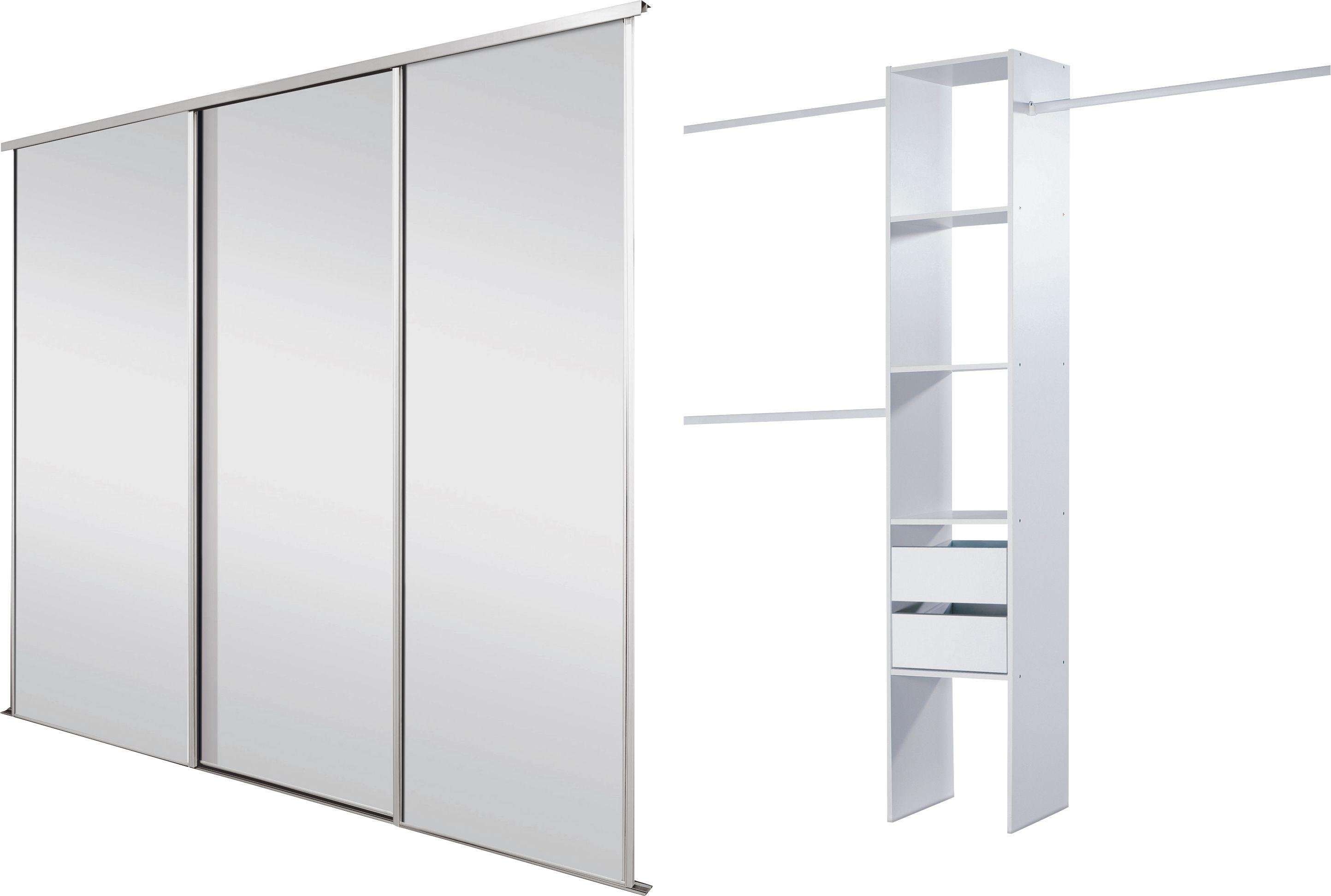 Sliding Doors & trackset W2692mm White Frame Mirror Storage