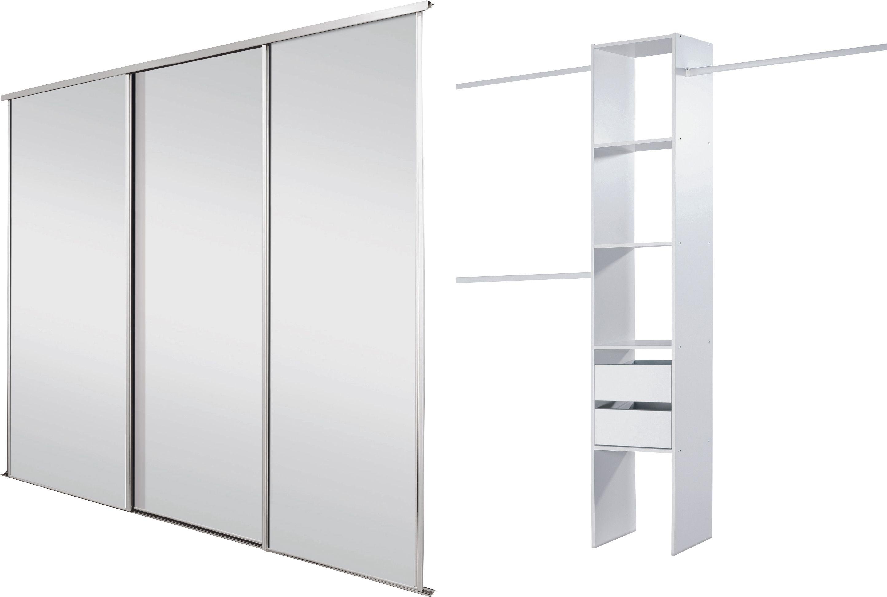 Spacepro White Frame Mirror Sliding Door Storage Kit W2235mm