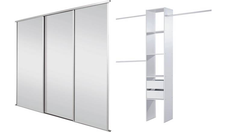 Buy Spacepro White Frame Mirror Sliding Door Storage Kit W2235mm Sliding Wardrobe Doors Argos