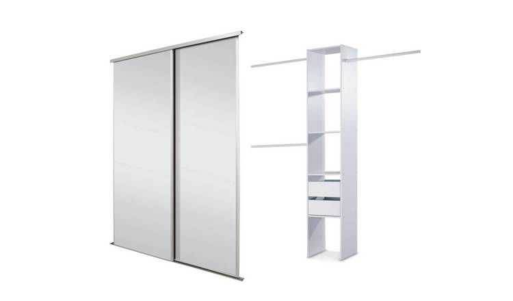 Buy Spacepro White Frame Mirror Sliding Door Storage Kit W1803mm Sliding Wardrobe Doors Argos