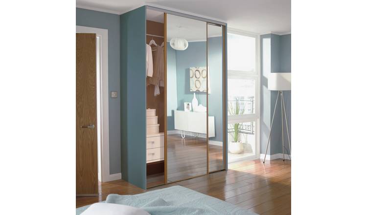 Buy Sliding Doors Trackset W1195mm Oak Frame Mirror Storage Sliding Wardrobes Argos