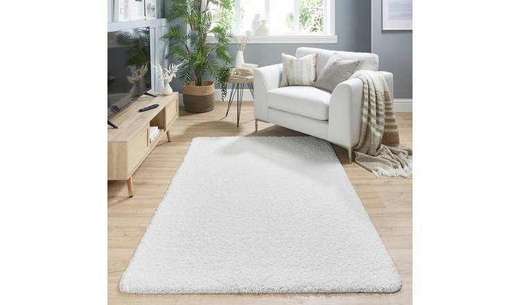 Buddy Washable Mat Plain Cream Shaggy Rug - 200x140cm