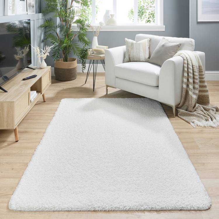 Buddy Washable Mat Plain Cream Shaggy Rug - 200x140cm 0