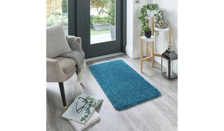 Buddy Washable Mat Plain Teal Shaggy Rug - 100x150cm