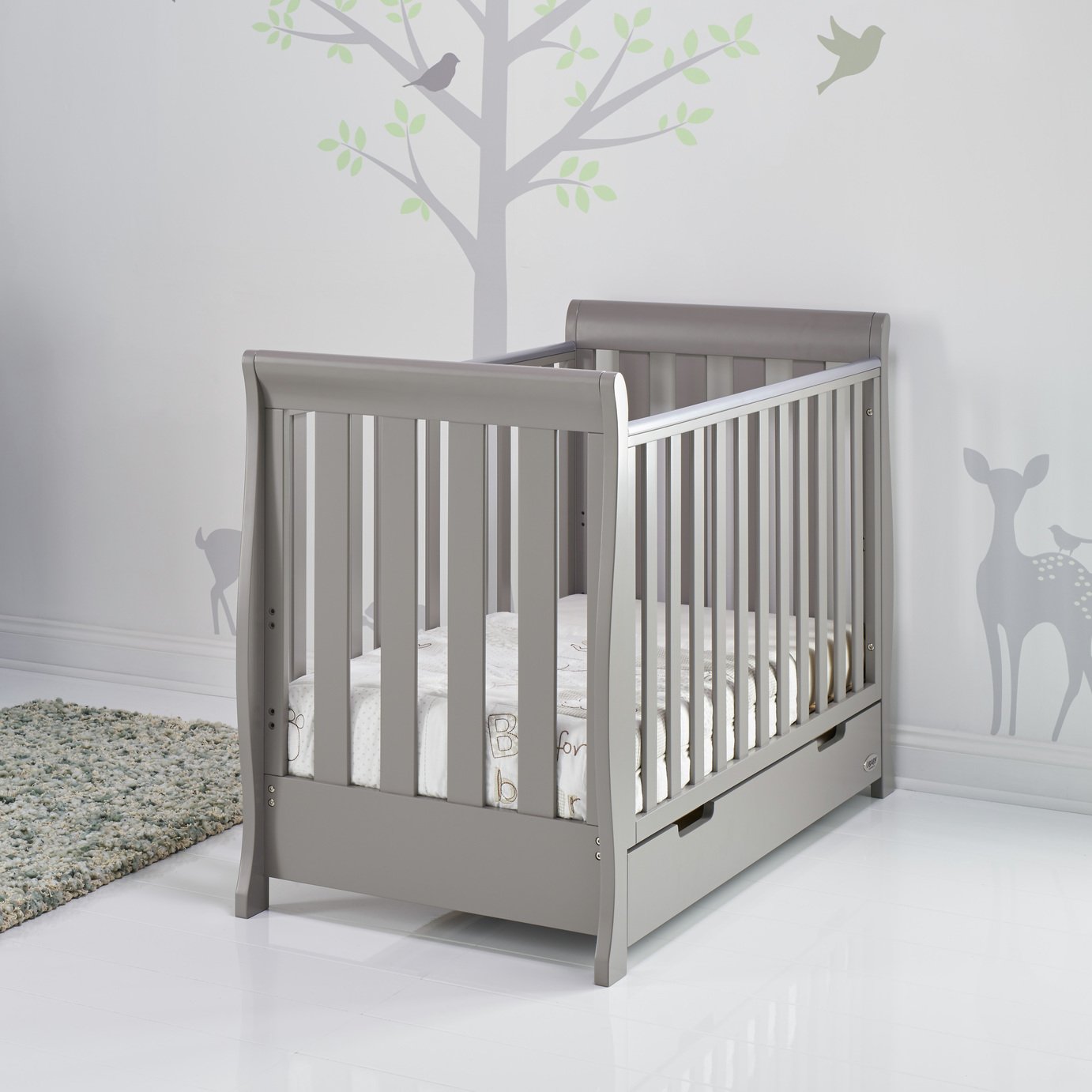 grey cot bed with drawer