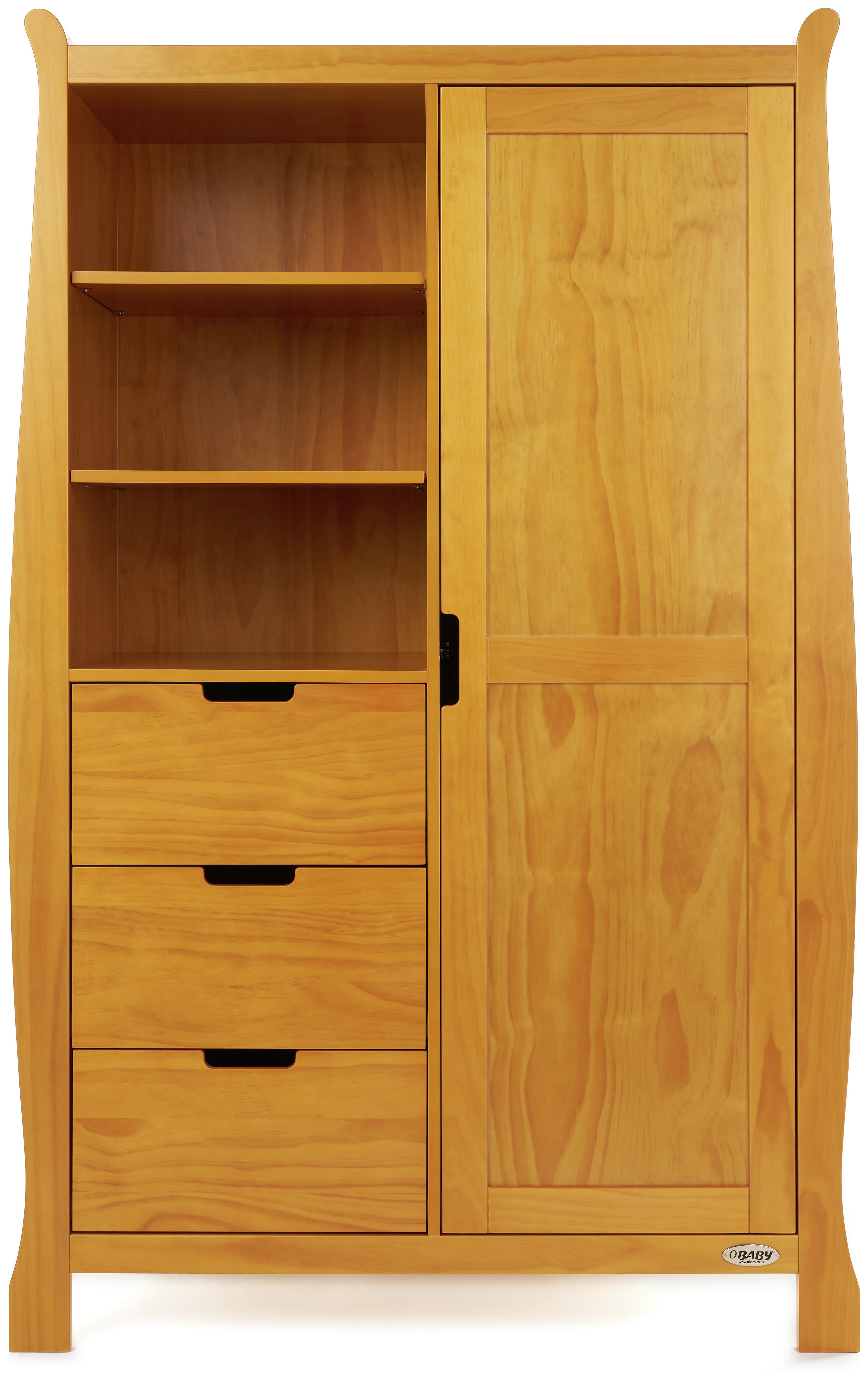 Obaby Stamford Sleigh Double Wardrobe - Country Pine