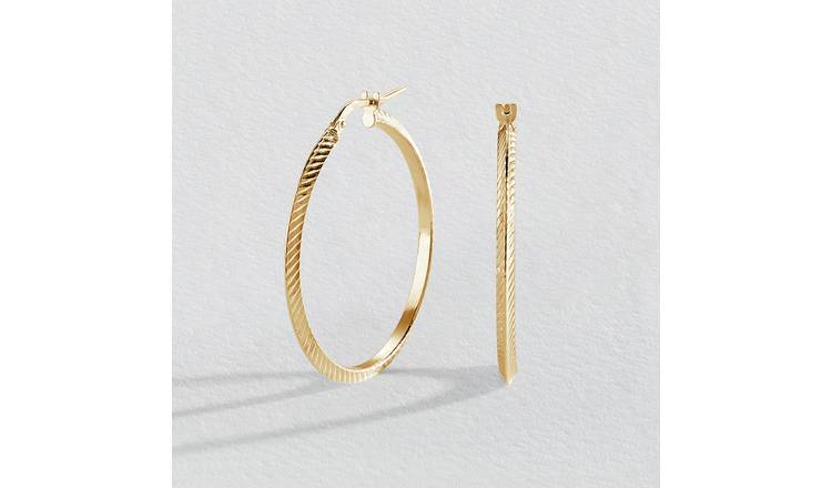 Revere 9ct Yellow Gold Plated Sterling Silver Hoop Earrings