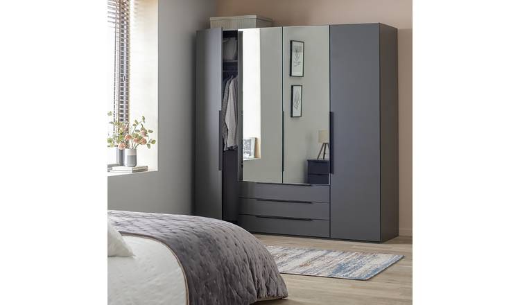 Argos Home Hallingford 4 Door 3 Drawer Wardrobe - Anthracite