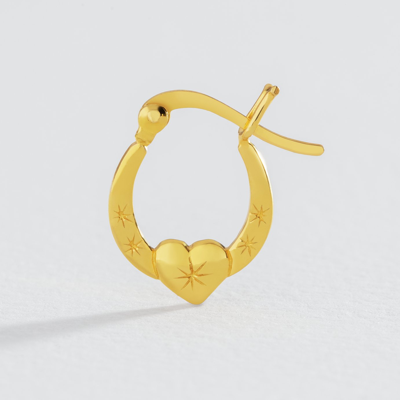 Revere 9ct Gold Plated Silver Heart Creole Hoop Earrings