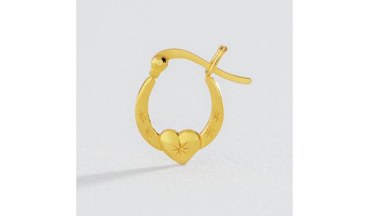 Revere 9ct Gold Plated Silver Heart Creole Hoop Earrings