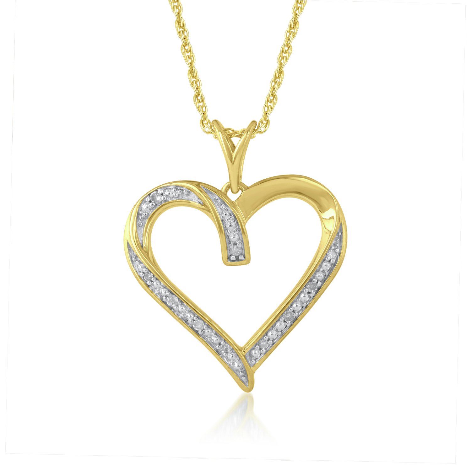 Revere 9ct Gold Plated Diamond Heart  Pendant Necklace