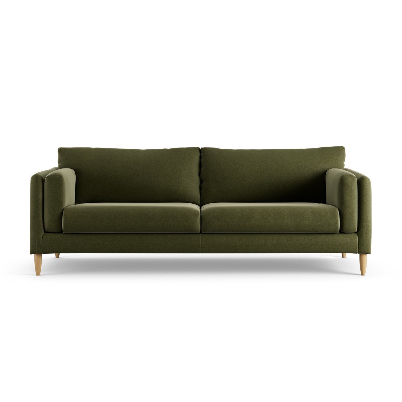 Habitat Newington Velvet 4 Seater Sofa - Green - Ash Leg