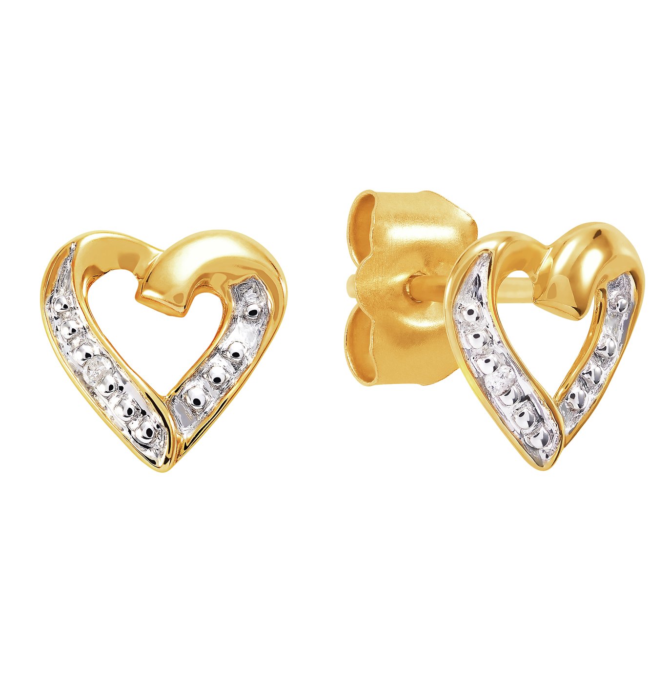 Revere 9ct Gold 0.01ct tw Diamond Heart Stud Earrings Review