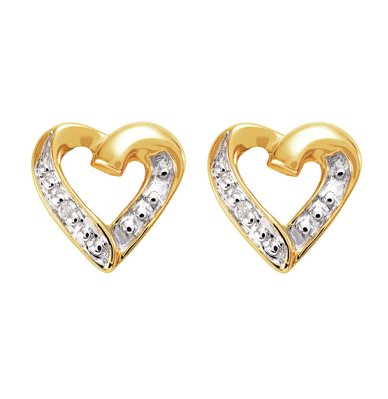 Revere 9ct Gold 0.01ct tw Diamond Heart Stud Earrings Review