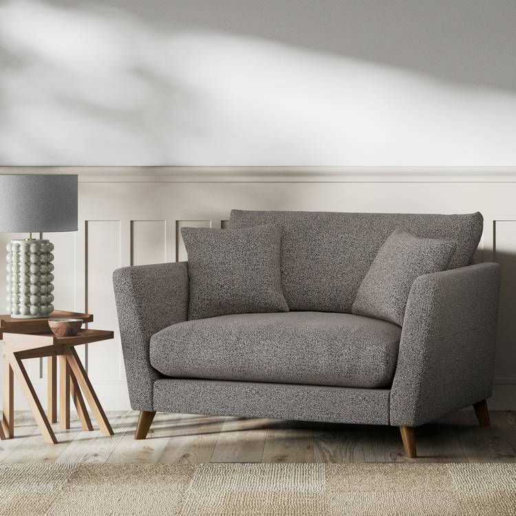 Habitat Lomond Fabric Cuddle Chair - Charcoal - Dark Leg 0