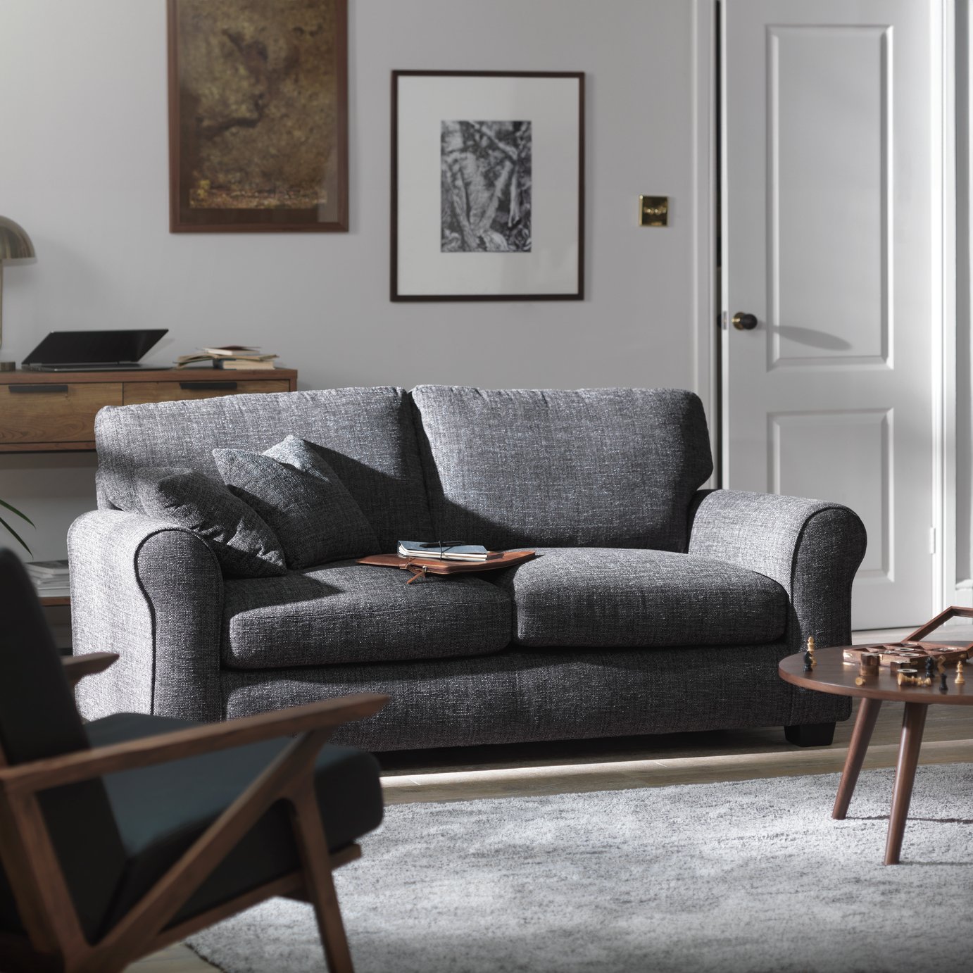 Buy Argos Home Lisbon Fabric 3 Seater Sofa - Stone | Sofas | Argos