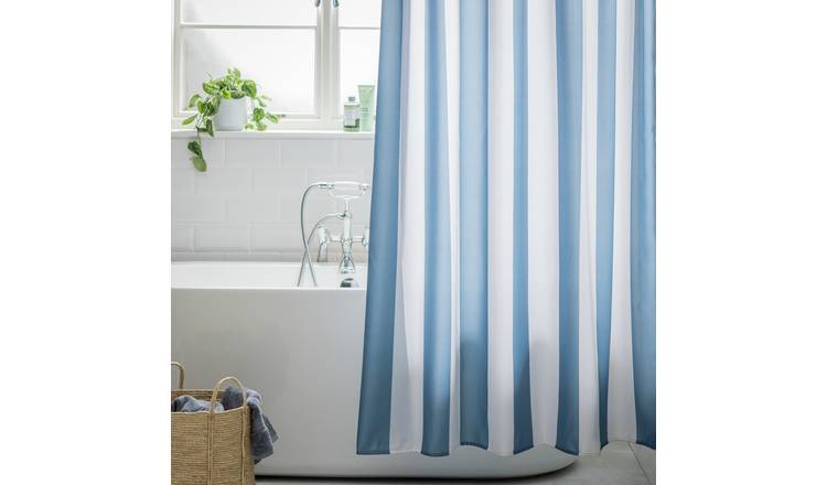 Argos Home Striped Shower Curtain - Blue & White