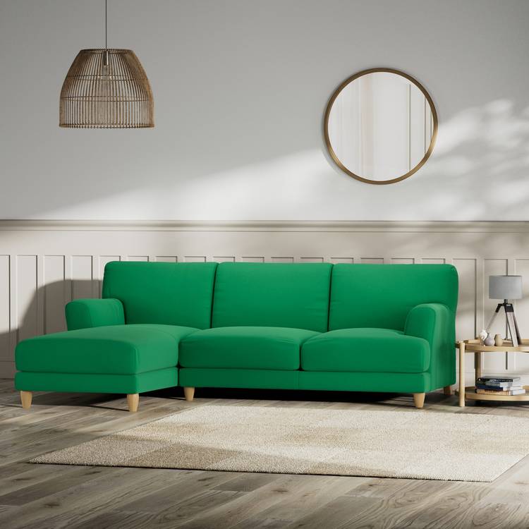 Habitat Askem Fabric Left Hand Corner Sofa - Emerald Green 0