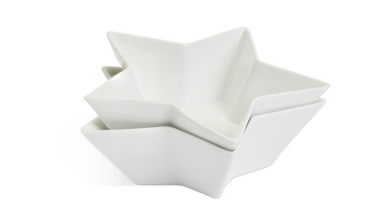 Habitat Star Porcelain 2 Piece Serving Bowls - White