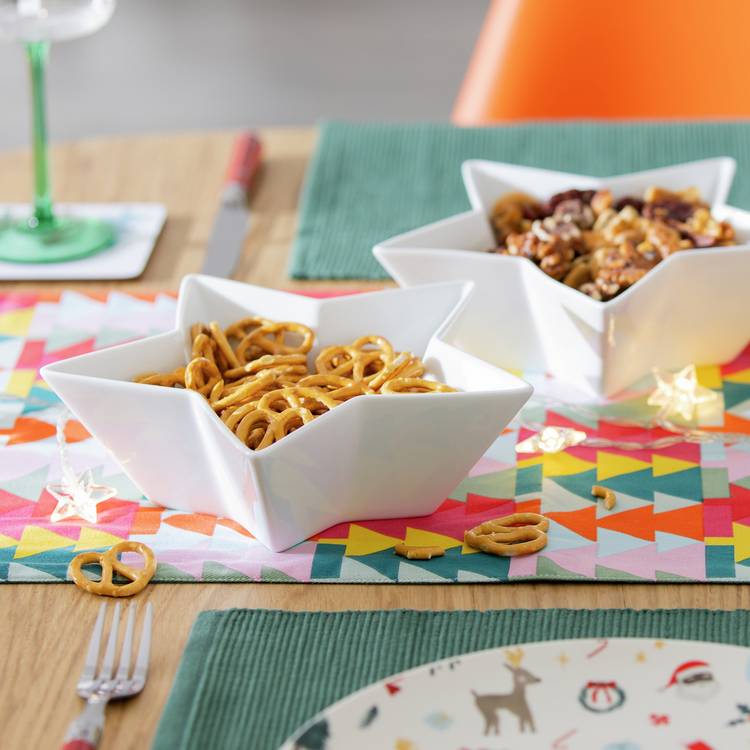 Habitat Star Porcelain 2 Piece Serving Bowls - White 0