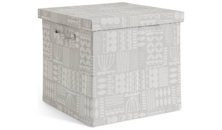 Habitat 40cm Fabric Storage Box with Lid - Scandi Print