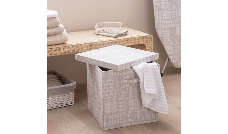 Habitat 40cm Fabric Storage Box with Lid - Scandi Print