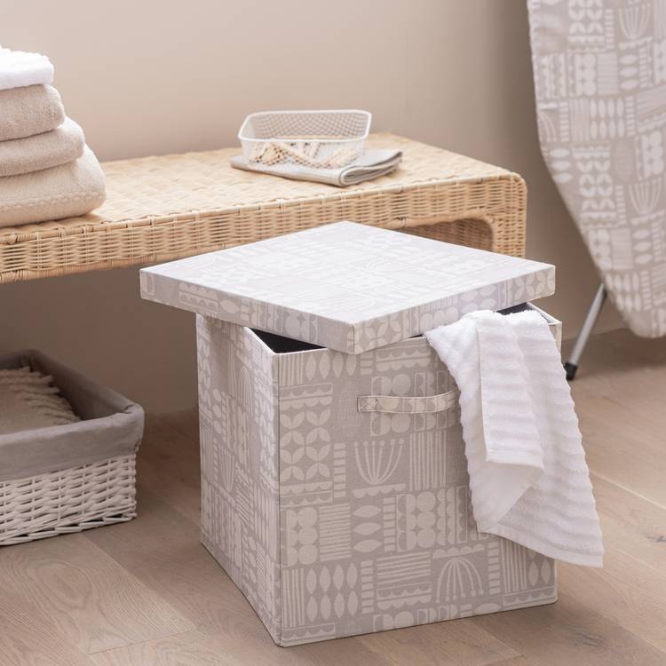 Habitat 40cm Fabric Storage Box with Lid - Scandi Print 0