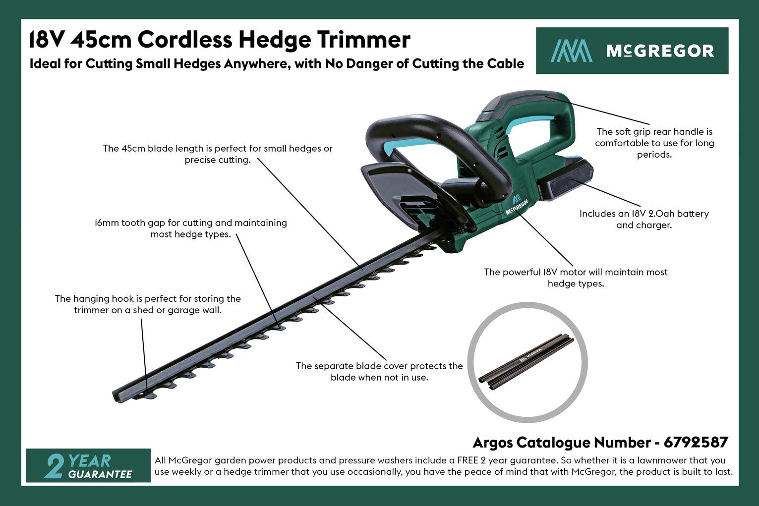McGregor 45cm Cordless Hedge Trimmer Reviews Updated September 2024