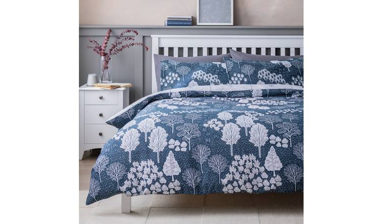 Habitat Cotton Nordic Trees Print Blue Bedding Set - Single