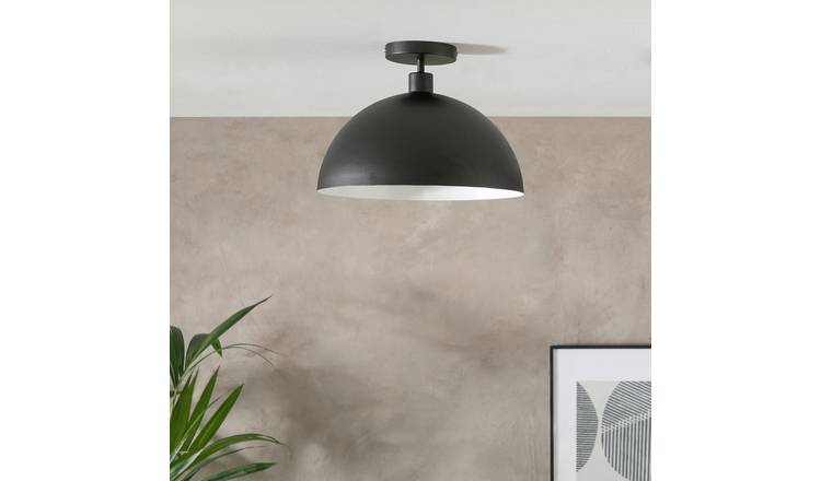 Habitat Steel Mushroom Flush Ceiling Light - Black