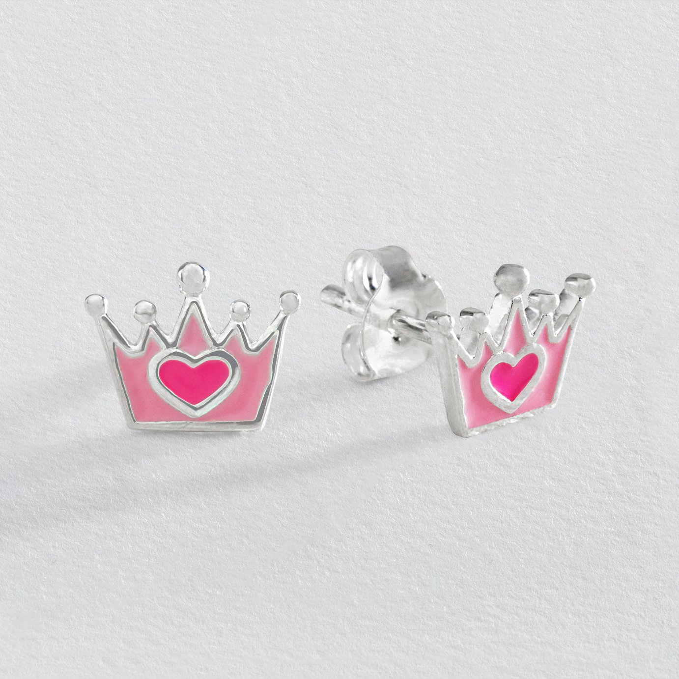 Revere Kid's Sterling Silver Crown Enamel Stud Earrings