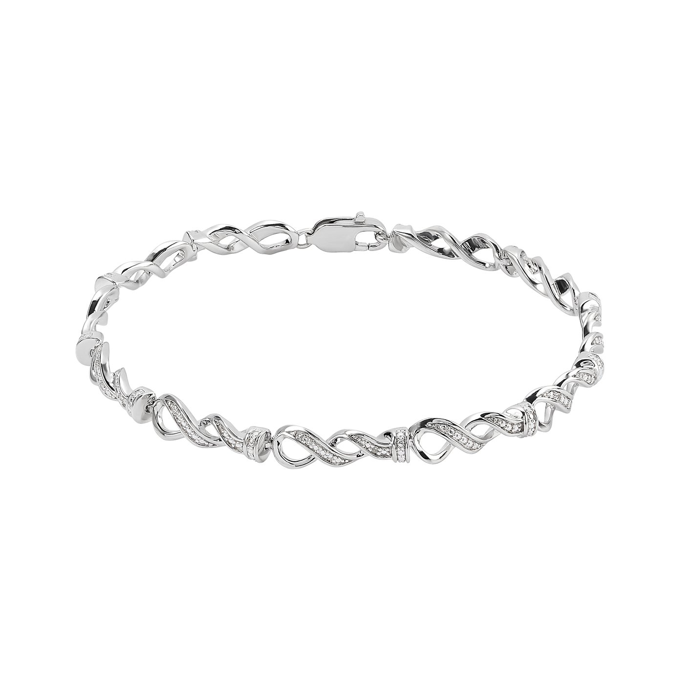 Revere Sterling Silver 0.05ct tw Diamond Infinity Bracelet