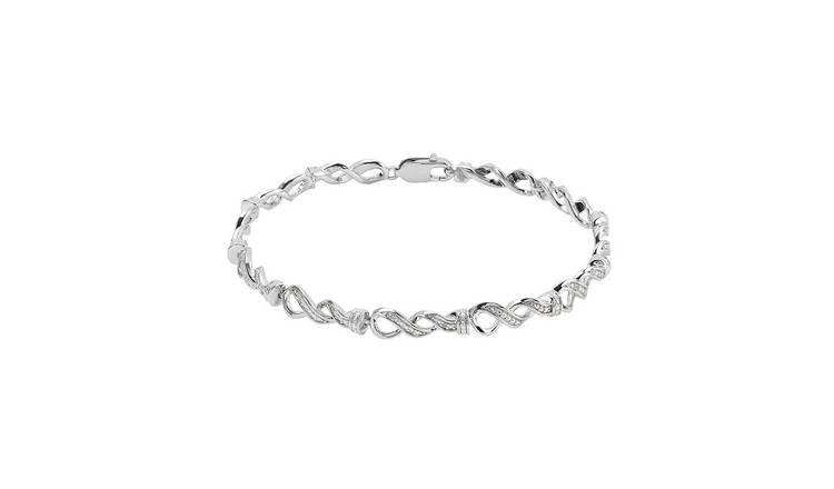 Revere Sterling Silver 0.05ct tw Diamond Infinity Bracelet