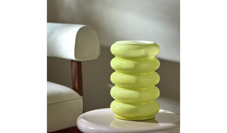 Habitat Billie Ribbed Glass Table Lamp - Yellow